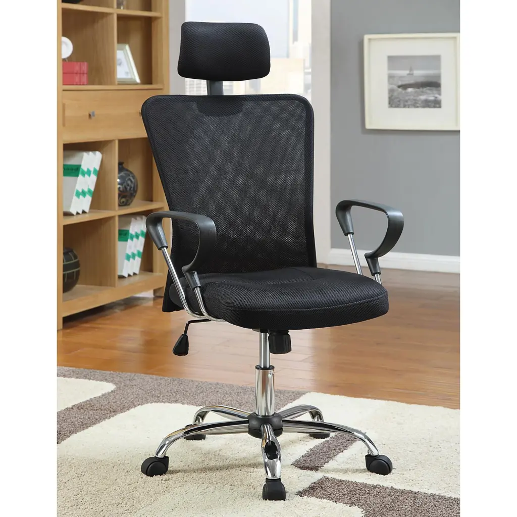Black and Chrome Height Adjustable Office Chair Casters furniture max