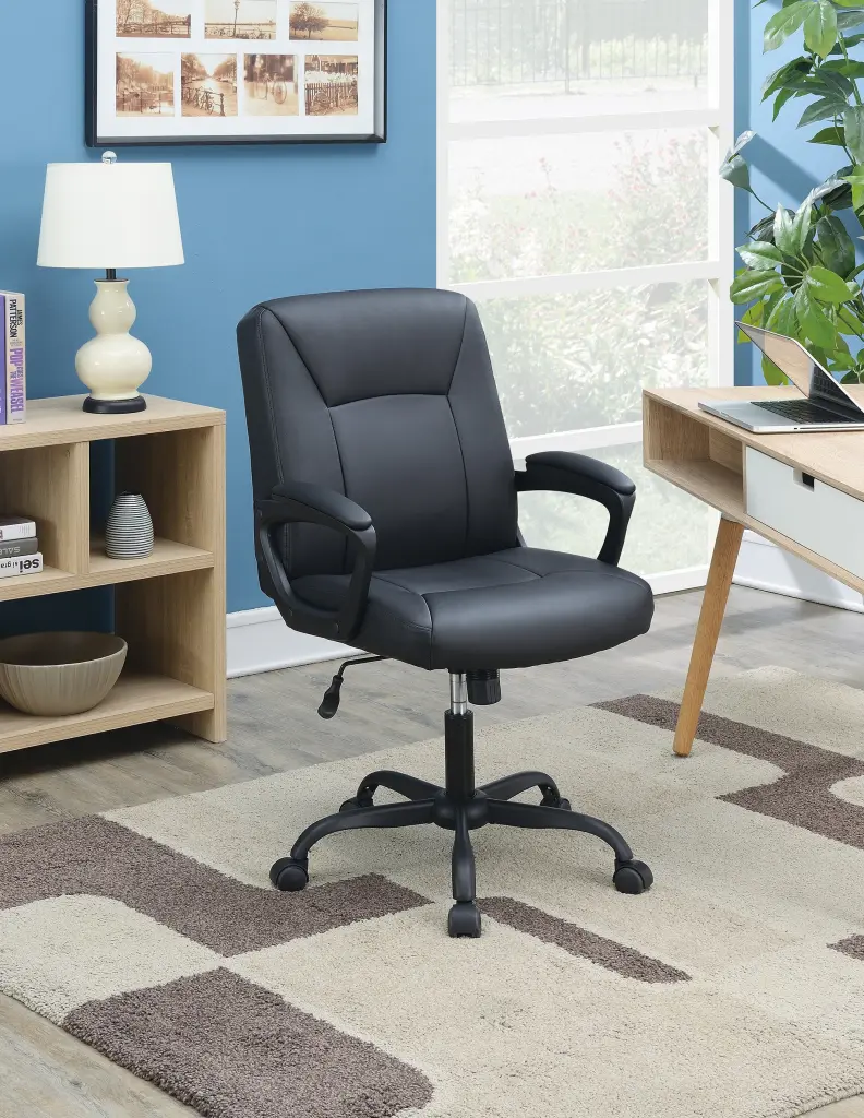 Customizable Height Stationery Chair Padded Armrests and Black Casters simple relax