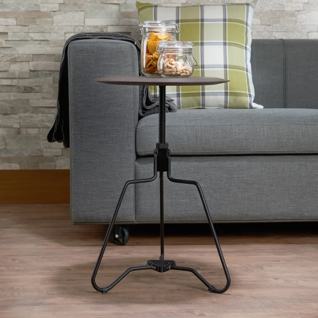 Espresso and Sandy Black End Table Customizable Height Top furniture max