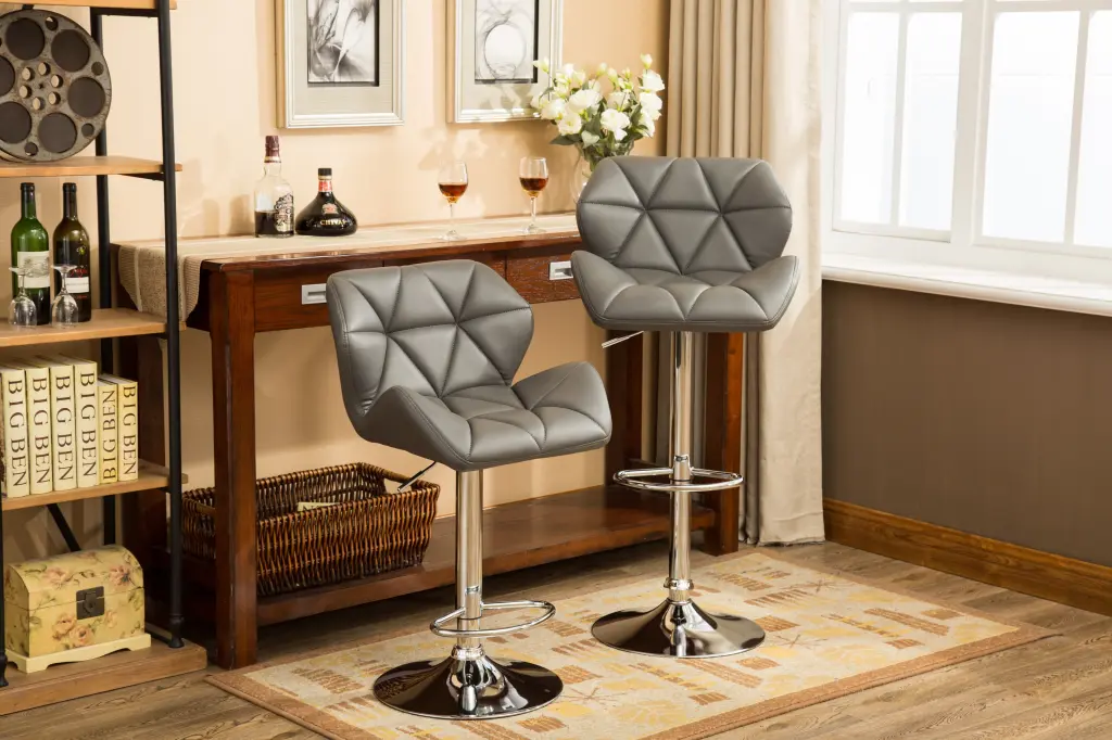 Glasgow Contemporary Tufted Adjustable Height Hidraulic Bar Stools Set 2 hz