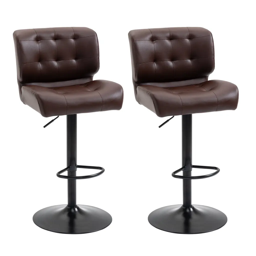 Homcom Bar Height Bar Stools Set 2 Adjustable Seat Thick Padding aosom business