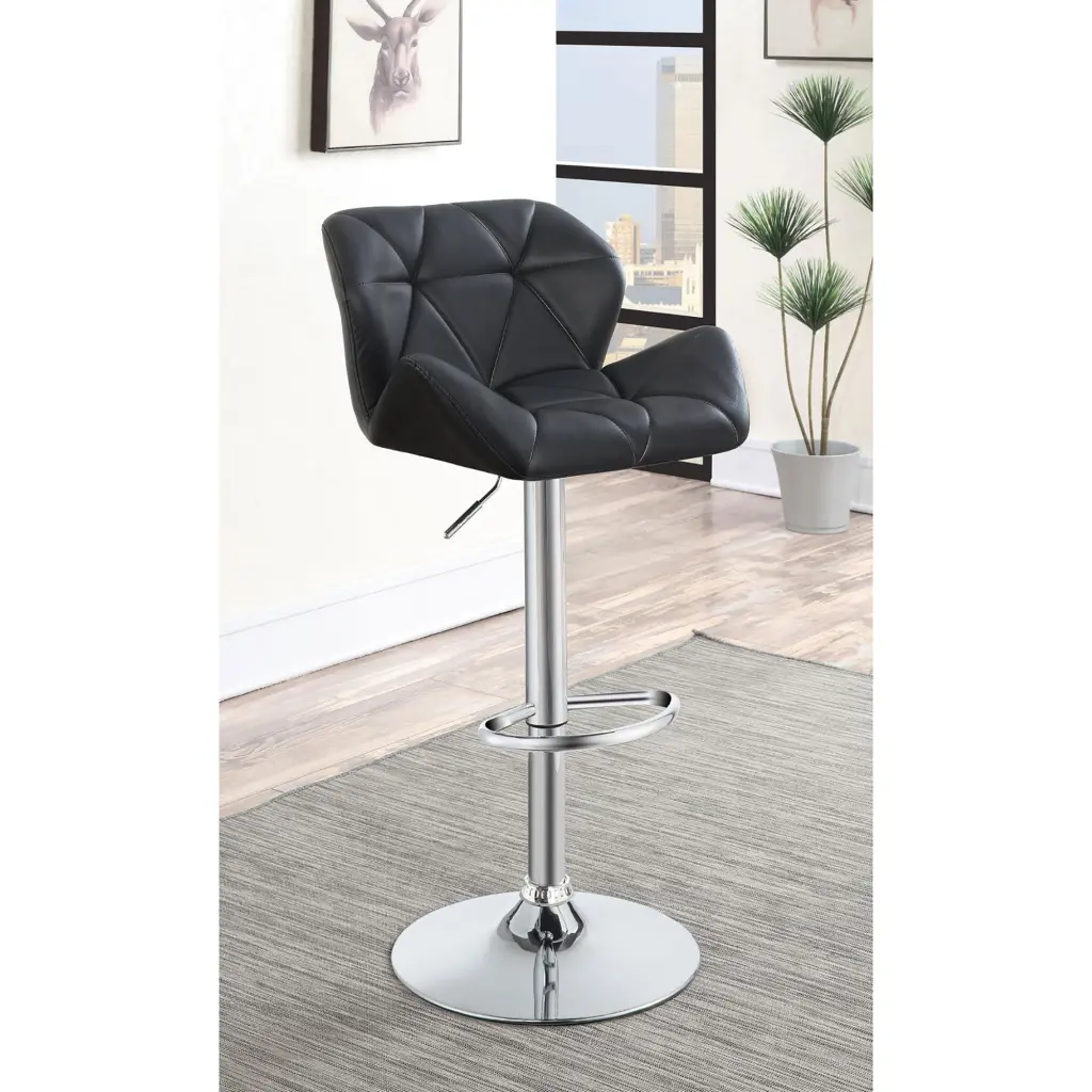 Set 2 Black Chrome Adjustable Bar Stools Kitchen Island furniture max