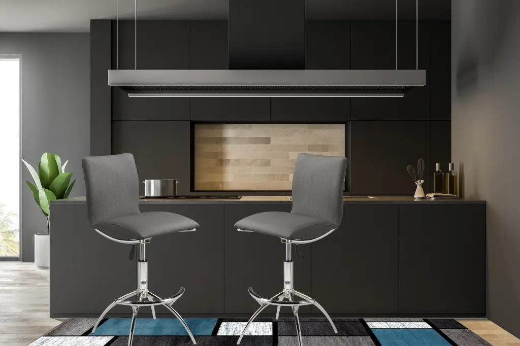Modern Barstool Texture Chrome Adjustable Height Gray Cushion new spec furniture