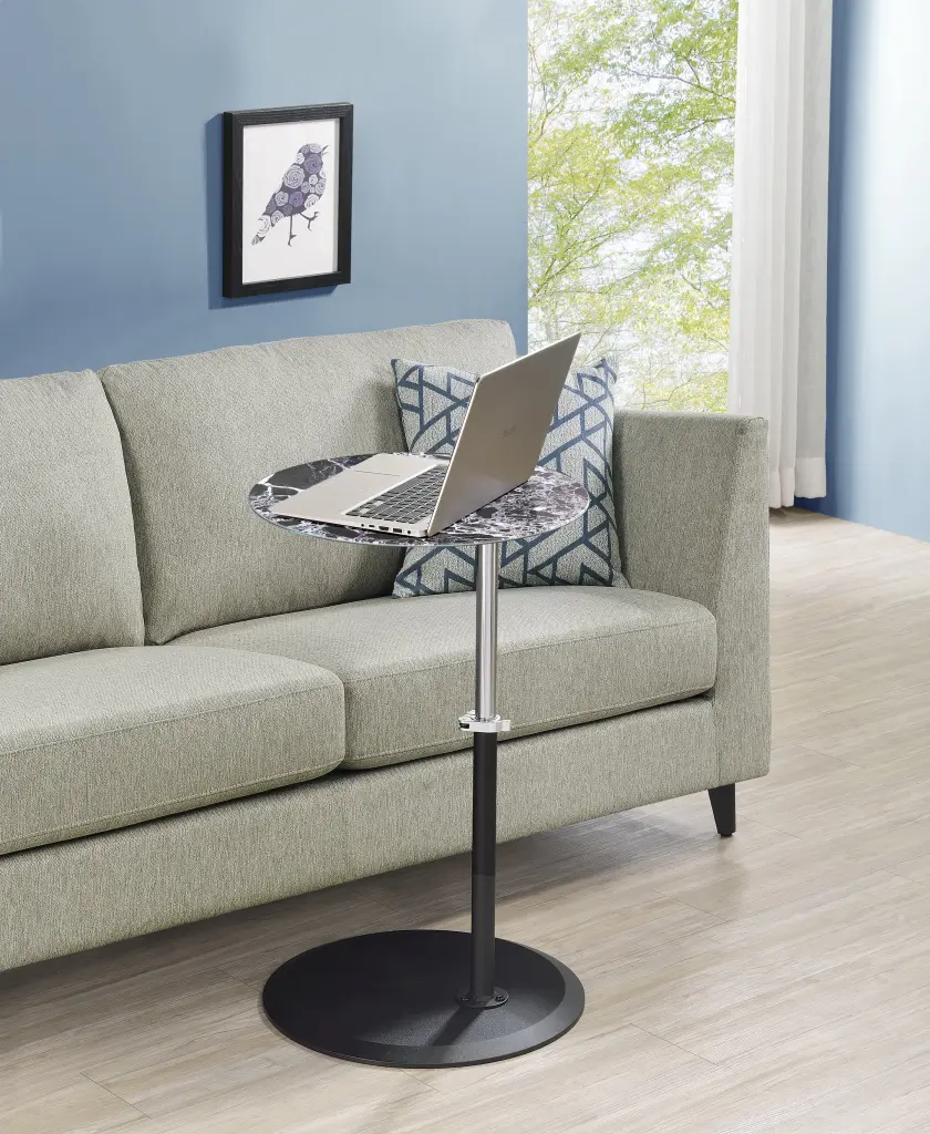 Orbit 15.5 Inch End Table Height Customizable Black Stone Textured Top Modern Side Table lilola home