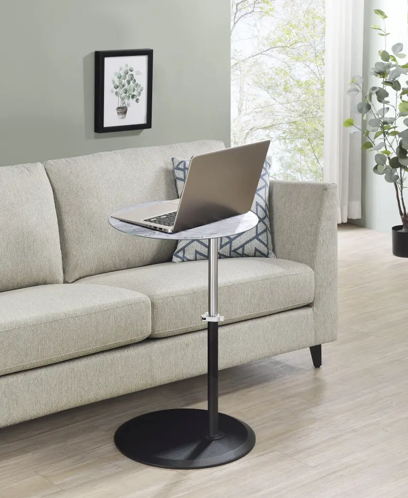 Orbit 15.5 Inch End Table Height Customizable Gray Stone Textured Top Side Table lilola home