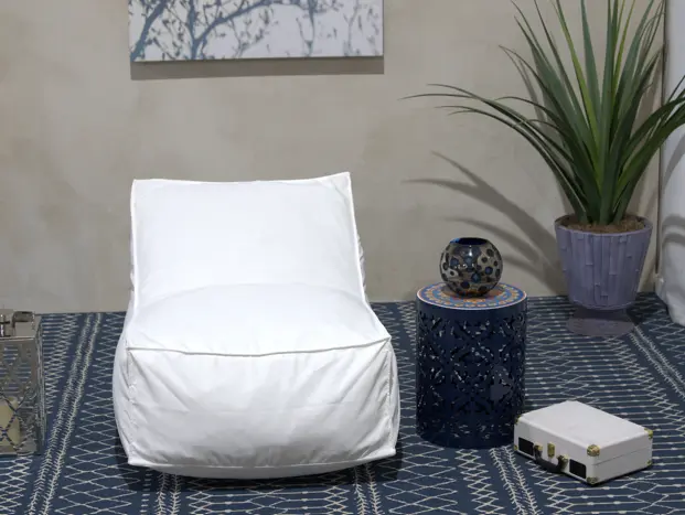 Ettie 3 Ft Water Resistant Bean Bag Chair White Washed bazar