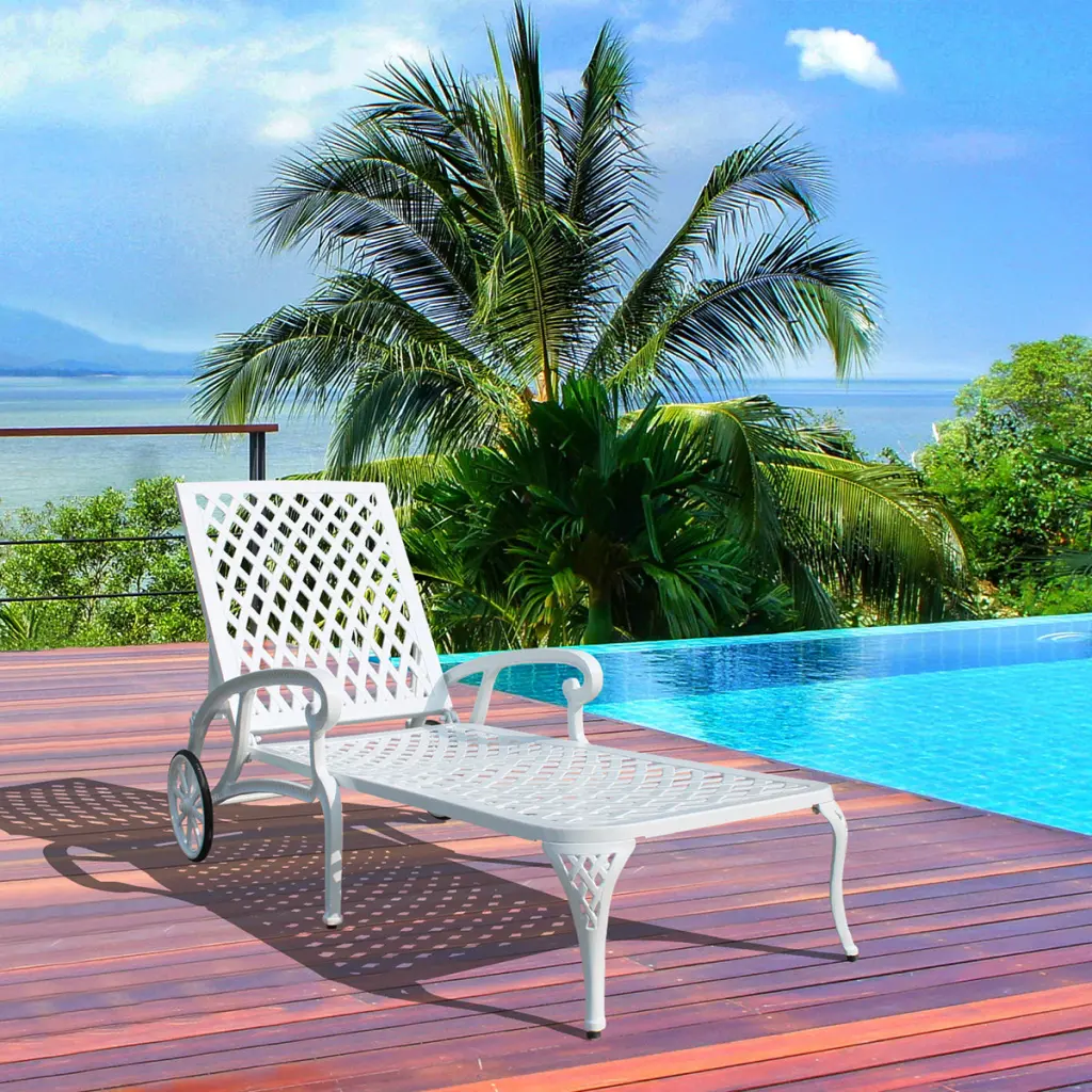 Aluminium Cast Lounge Chair 1Pcs White Modern Outdoor Chair hifine outdoor furniture w-640