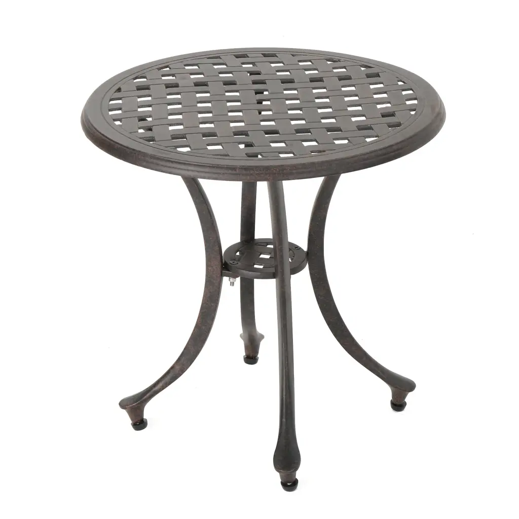 GDF Studio Prostaff Outdoor Cast Aluminum Round Side Table Bronze GDFSTUDIO