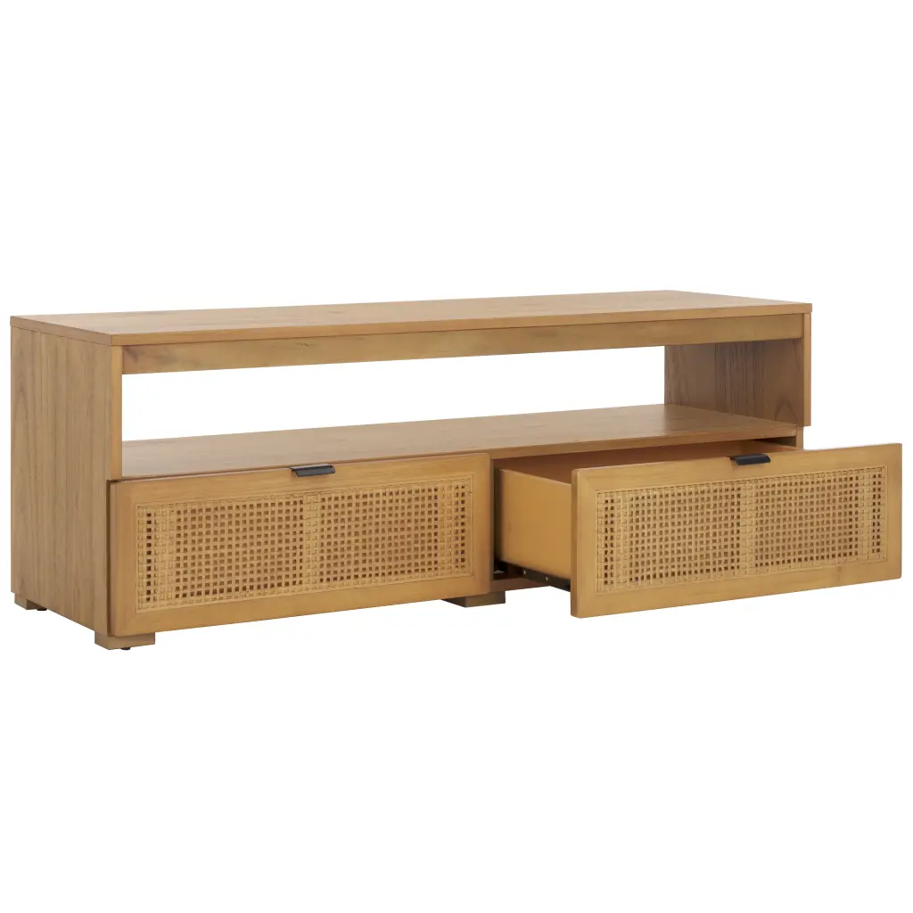 SAFAVIEH Theon Amish 2 Drawer Rectangle Media Stand Natural 47.5x15.5x17 Inches