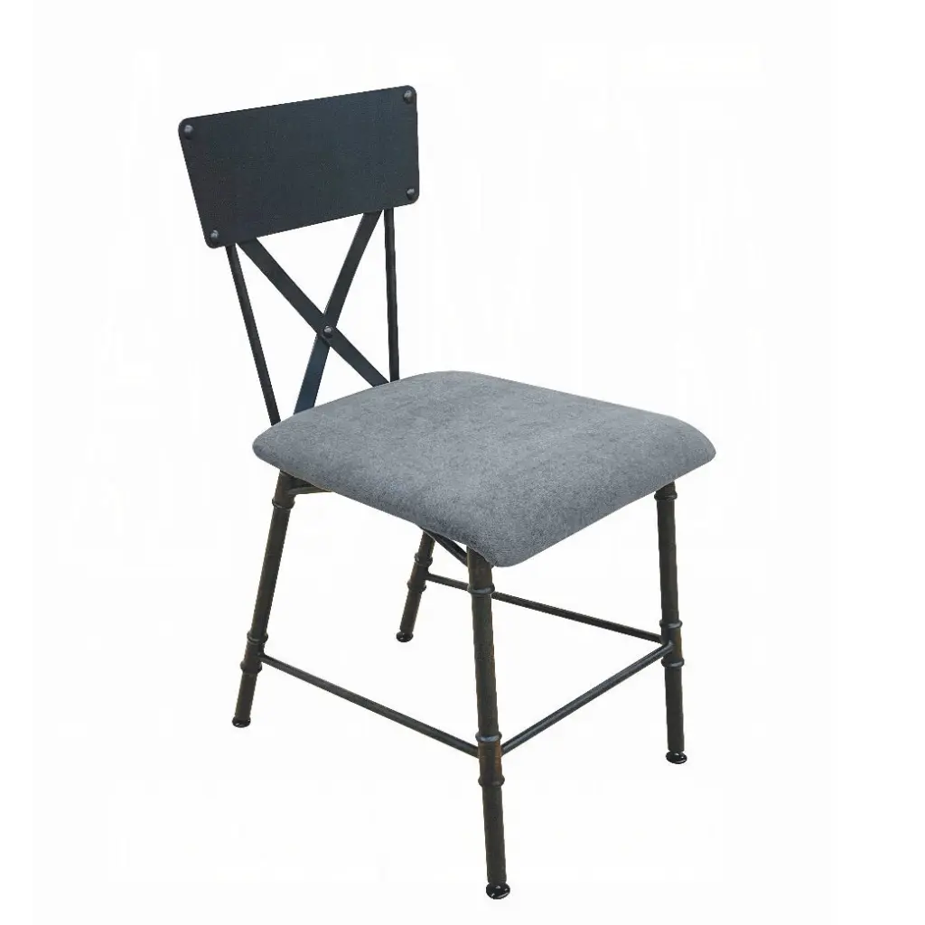 Antique Oak And Sandy Grey Stationery Chair Metallic Leg Grey Black Prima furniture max