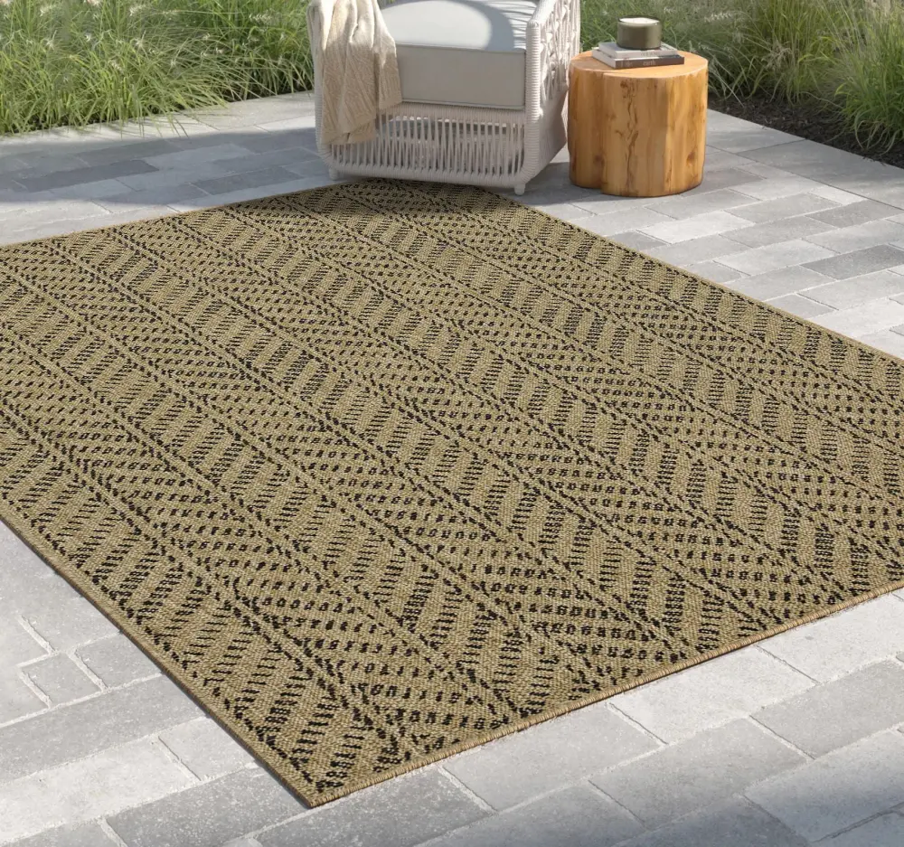 Earth - 7'10" X 10'3" Indoor, Outdoor Area Rug - Black, Pure