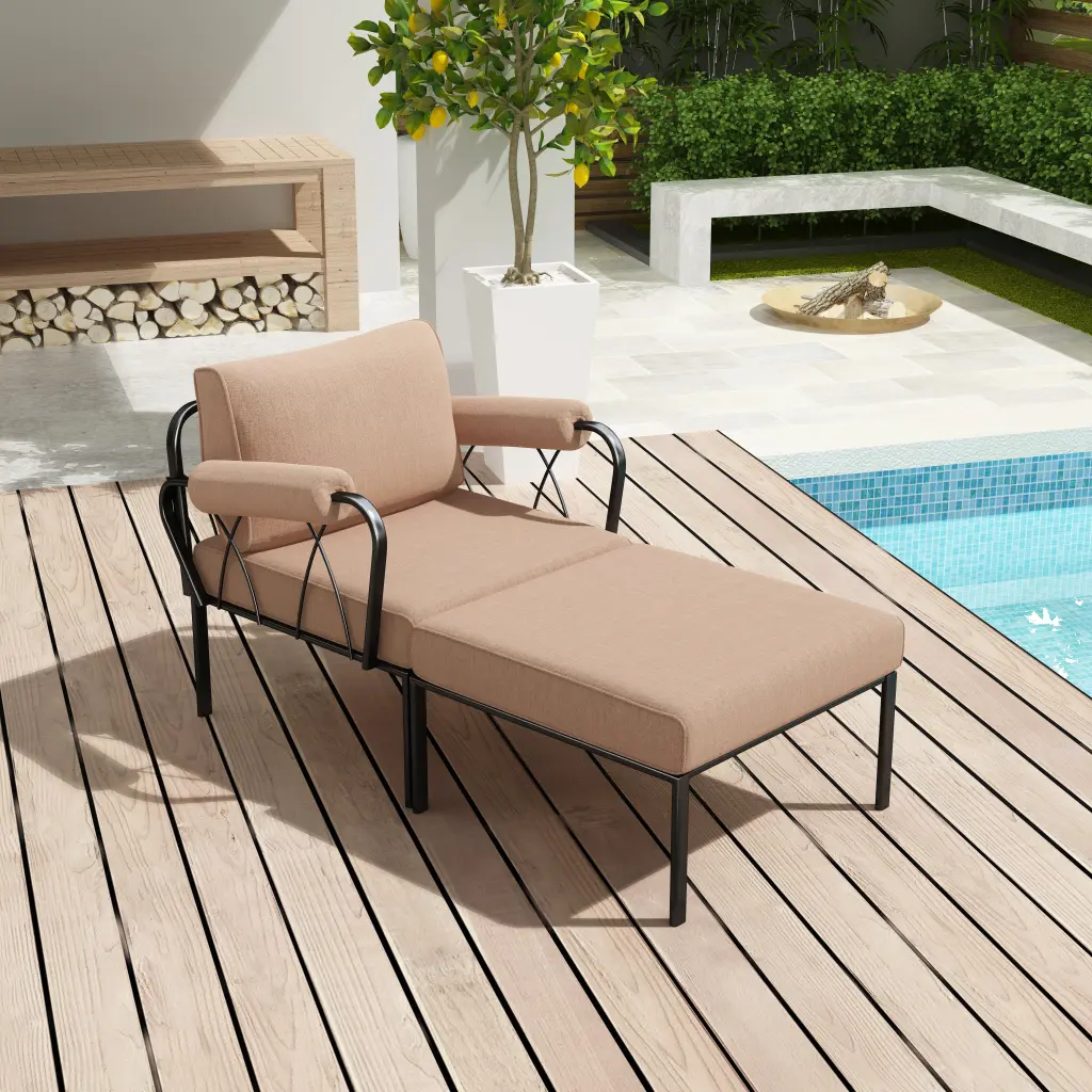 Rajni Patio Arm Chair Pink Upholstery and Black Finish acme onsite store