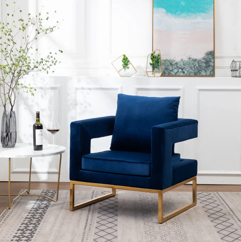 Lenola Contemporary Blue Polyester Upholstered Accent Arm Chair hz