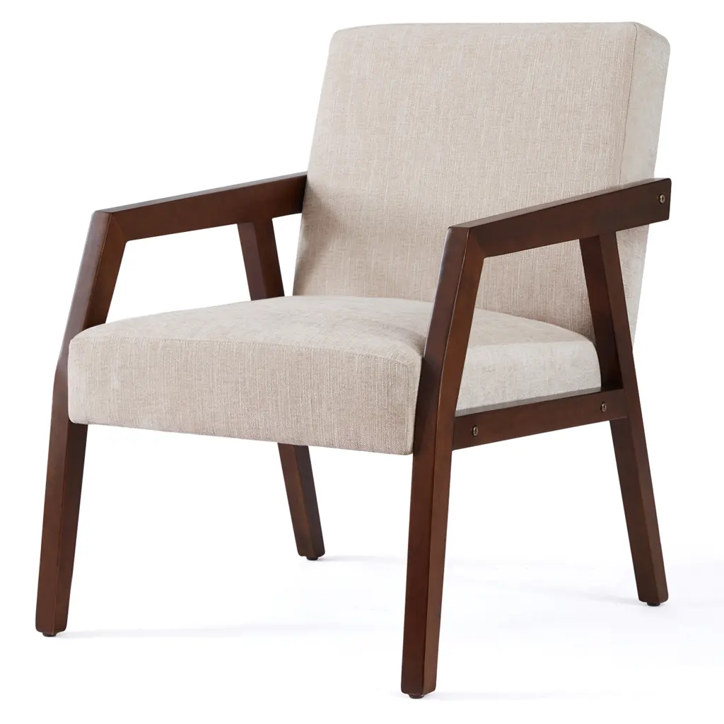 Solid Timber Mid Century Modern Accent Chair Upholstered Arm Chair Living Room wt furniture
