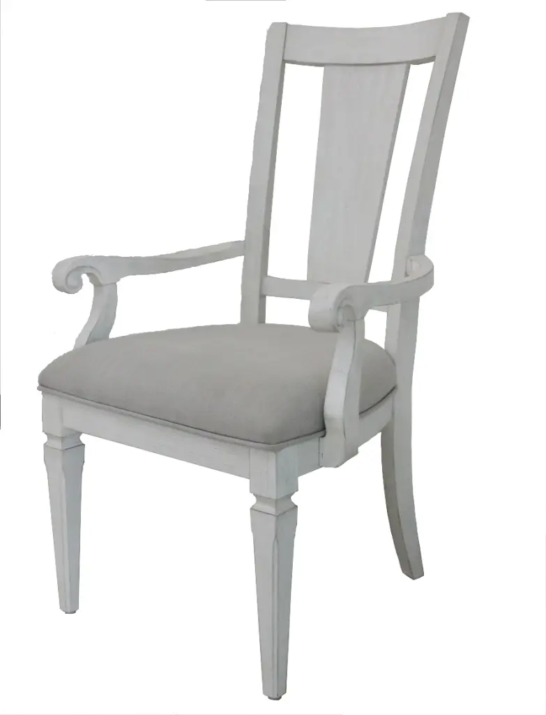 Katia Arm Chair Set 2 Light Gray Linen Weathered White Finish acme onsite store