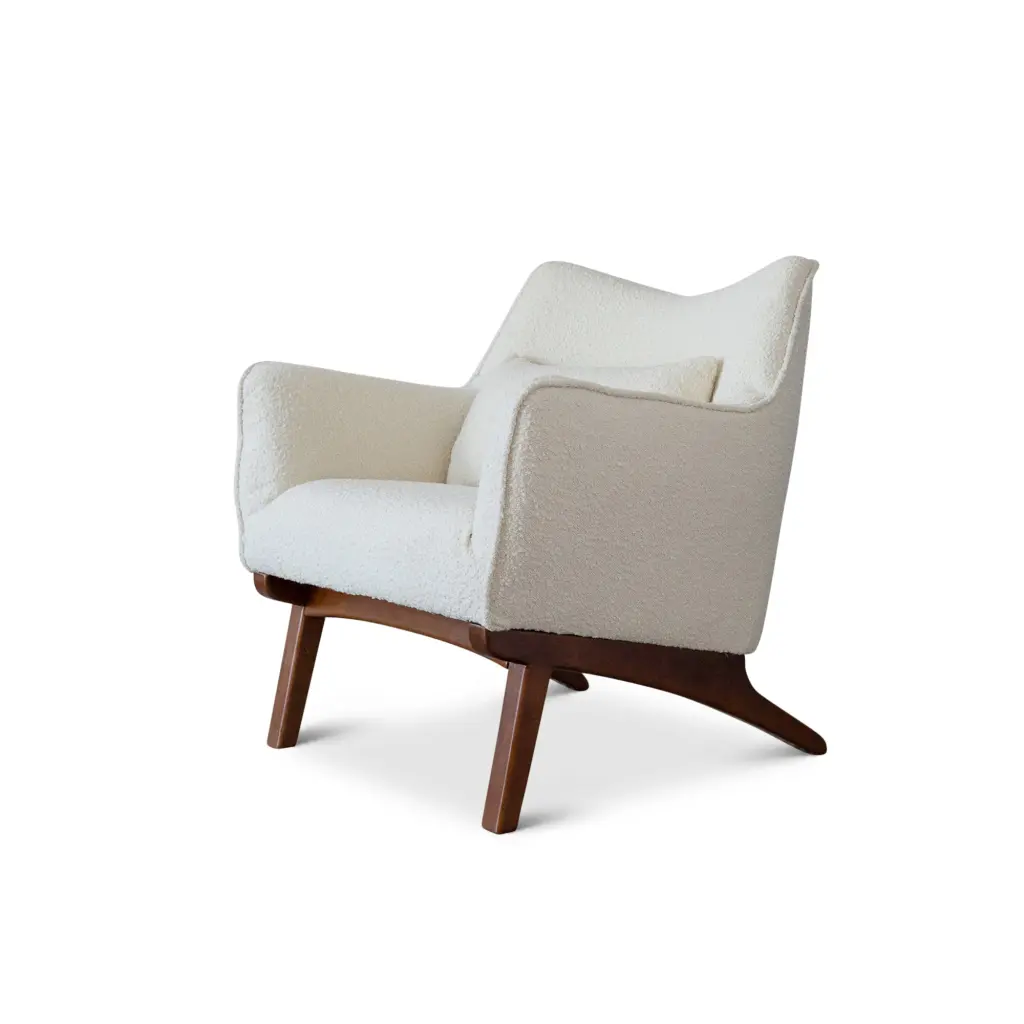 Brayden Mid Century Modern Armchair Beige Boucle Upholstery ashcroft furniture