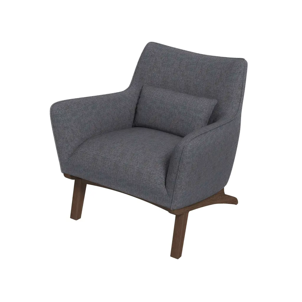 Brayden Mid Century Modern Seaside Gray Linen Armchair Solid Wood Legs ashcroft furniture