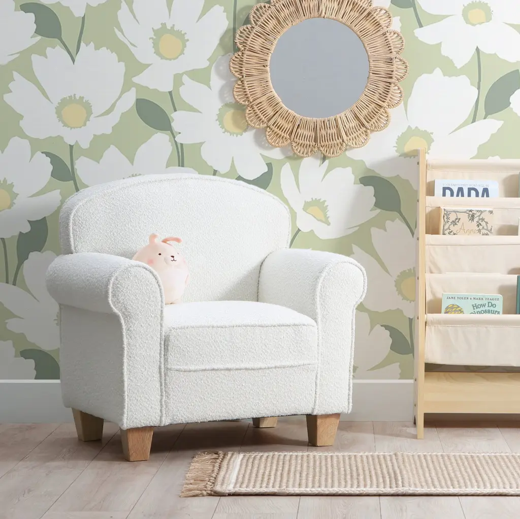 Sophie Kid Armchair Boucle Cream Fabric Childrens Furniture b2714