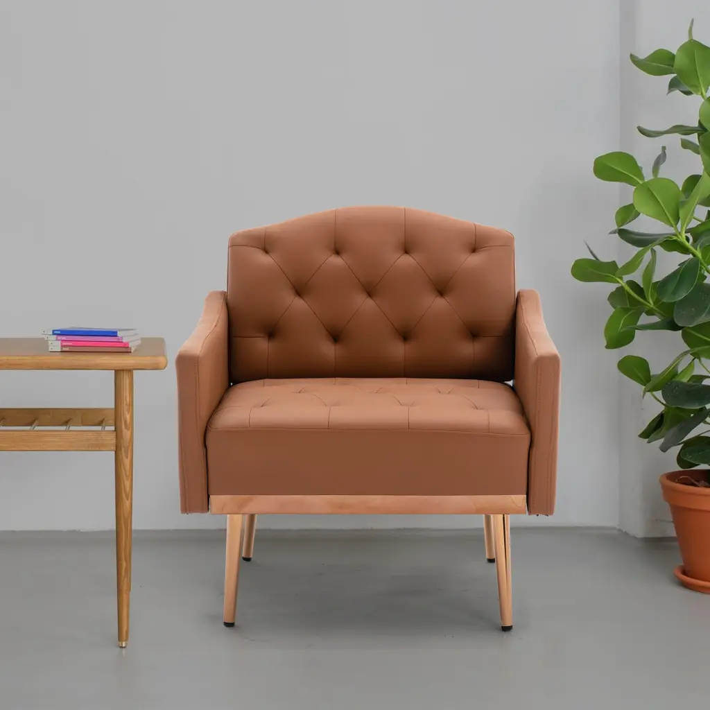 Coolmore Modern Accent Chair Arms Tufted Decorative Material Armchair Living Room coolmore w-395