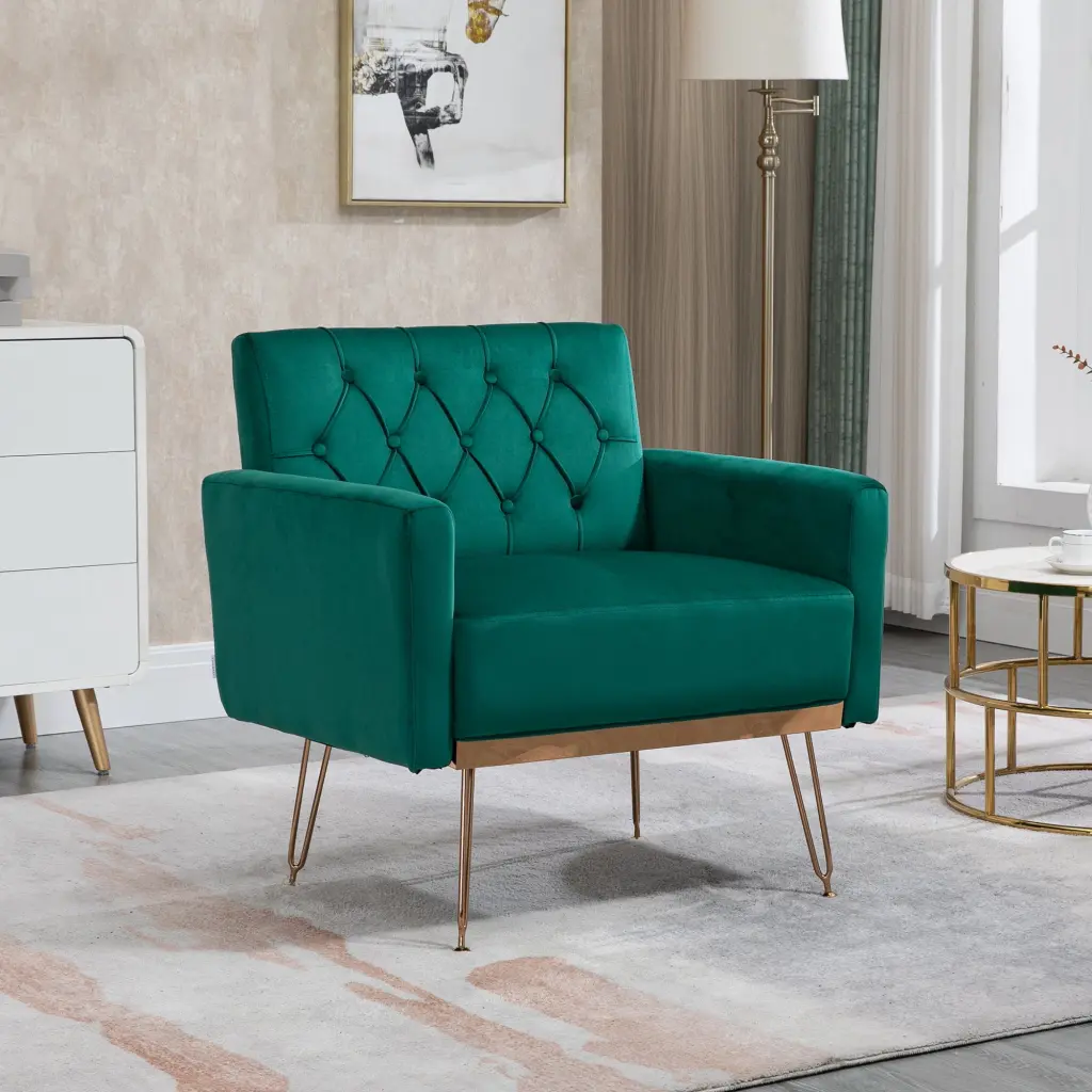 Coolmore Velvet Armchair Single Sofa Modern Tufted Upholstered Side Chair coolmore w-395