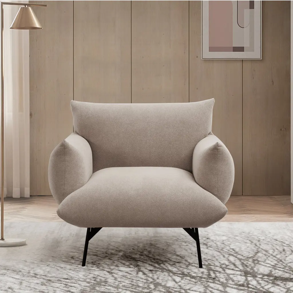 36 Inch Modern Accent Upholstered Armchair Beige Flannelette jsc furniture