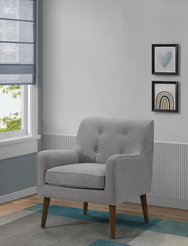 Ryder 25 Inch Mid Century Modern Steel Gray Woven Tufted Armchair Stylish Accent Chair lilola home