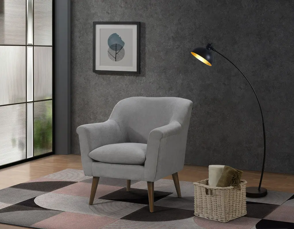 Shelby 31.5 Inch Alloy Metal Gray Woven Oversized Armchair lilola home