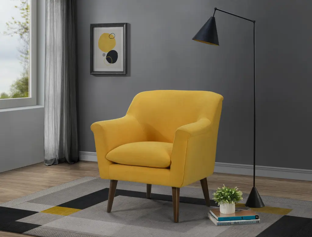 Shelby 31.5 Inch Yellow Woven Material Oversized Armchair Living Room lilola home