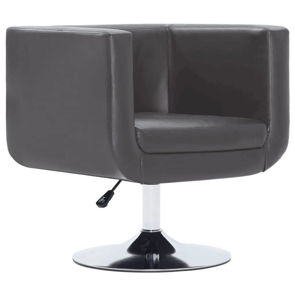 Modern Gray Faux Leather Swivel Armchair Padded Seat