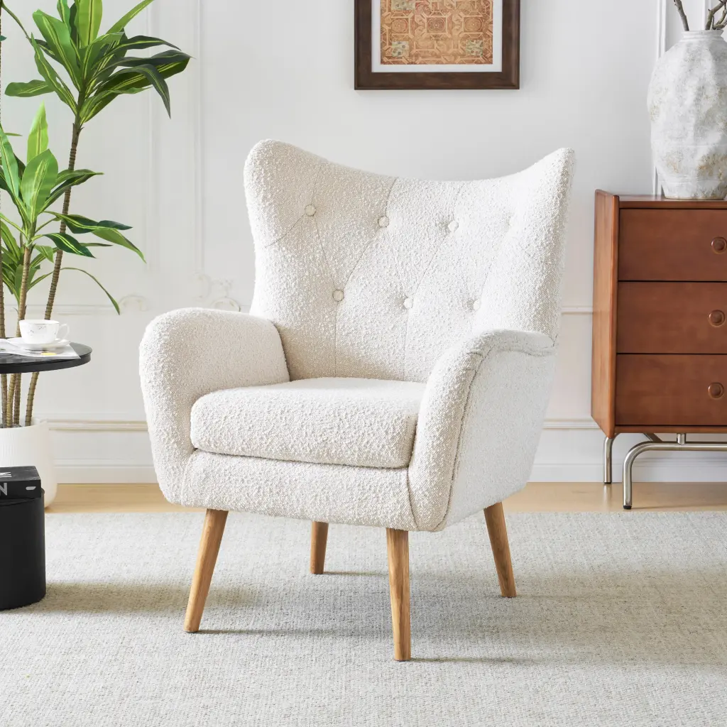Arm Chair Almond Wood Primary Living Space Modern Foam Wood Material nh-cloudhouse