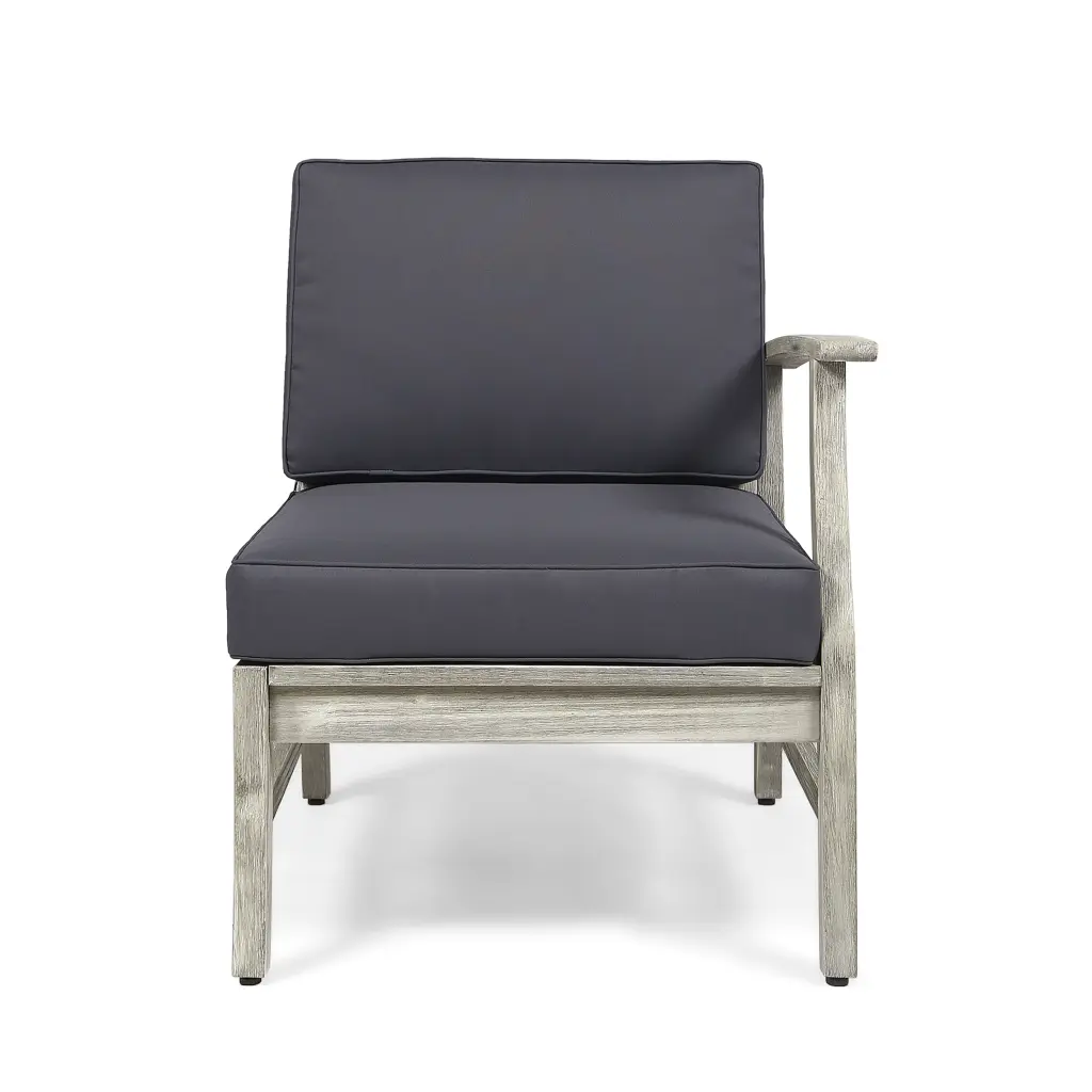 Perla Right Armchair Grey Dark Gray Acacia Wood nh-gardenpara