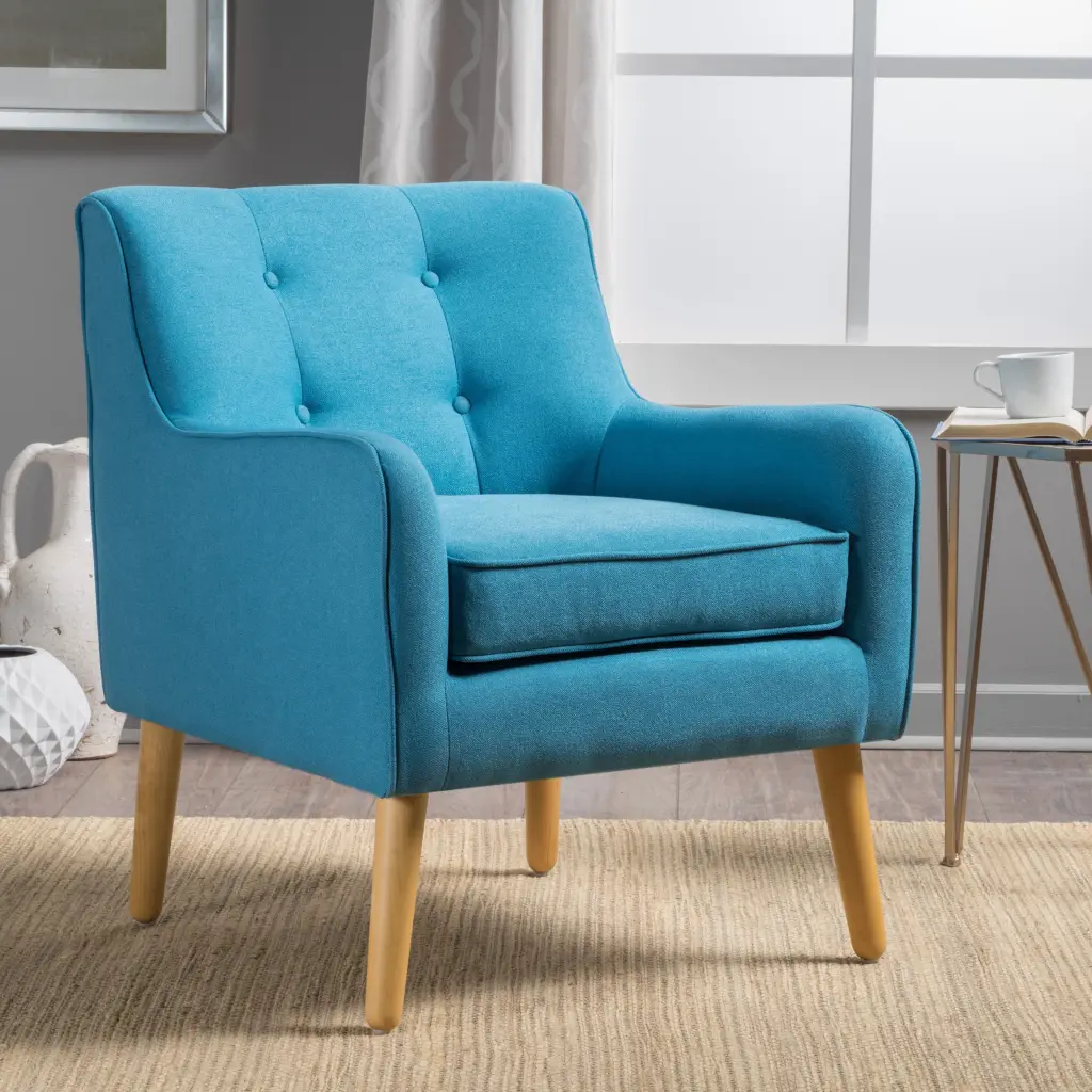 Teal Arm Chair Modern Upholstered Accent Chair Living Room nh-purenest