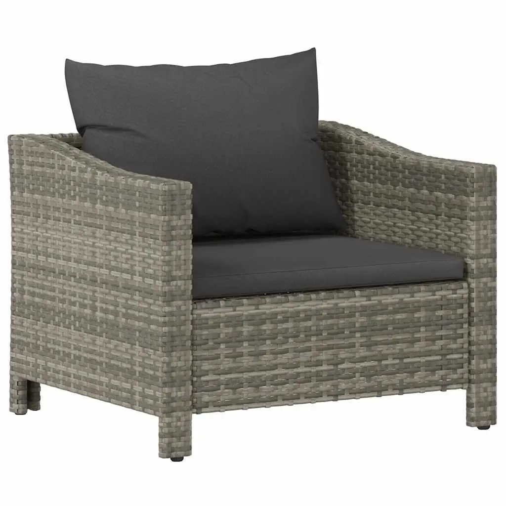 Patio Armchair Cushion Gray Poly Rattan Outdoor Lounge Chair