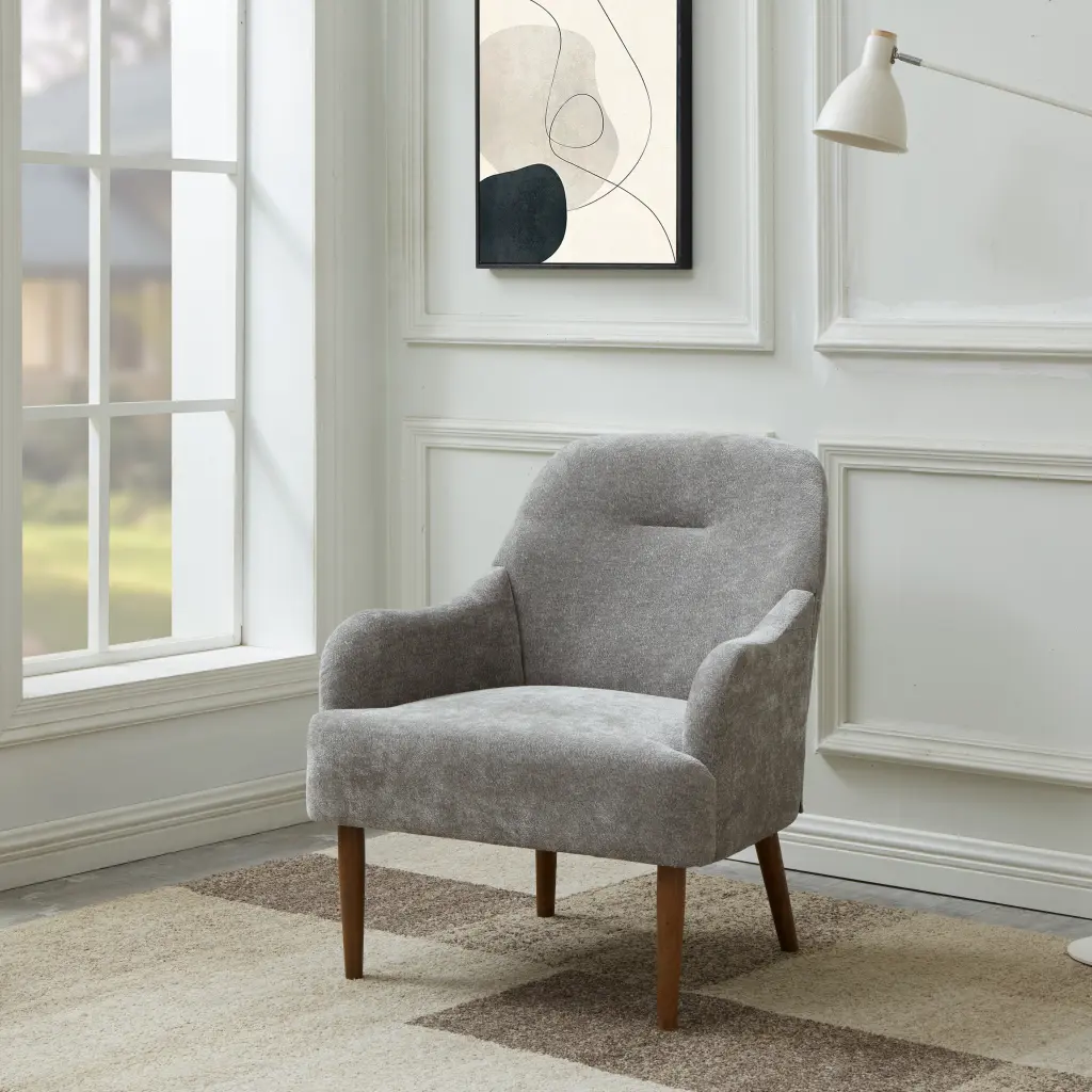 Chenille Armchair Modern Style Accent Chair Wood Legs rnb