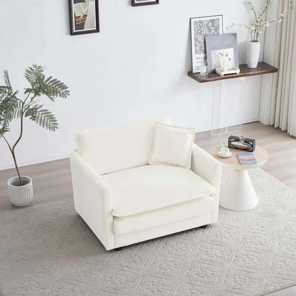 Comfy Deep Single Seat Sofa Upholstered Reading Armchair Living Room Chair ui furniture