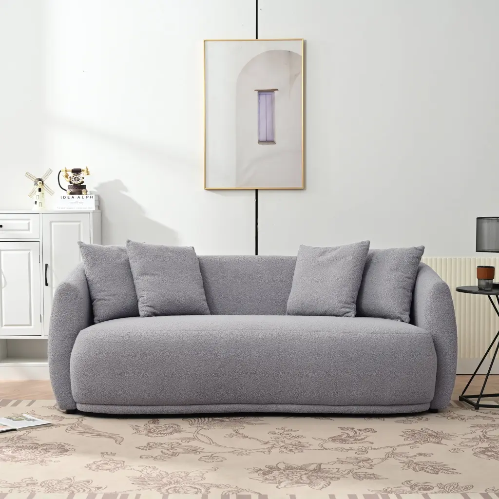 Upholstered Sofa Modern Arm Chair Living Room and Bedroom 4 Pillows u_style