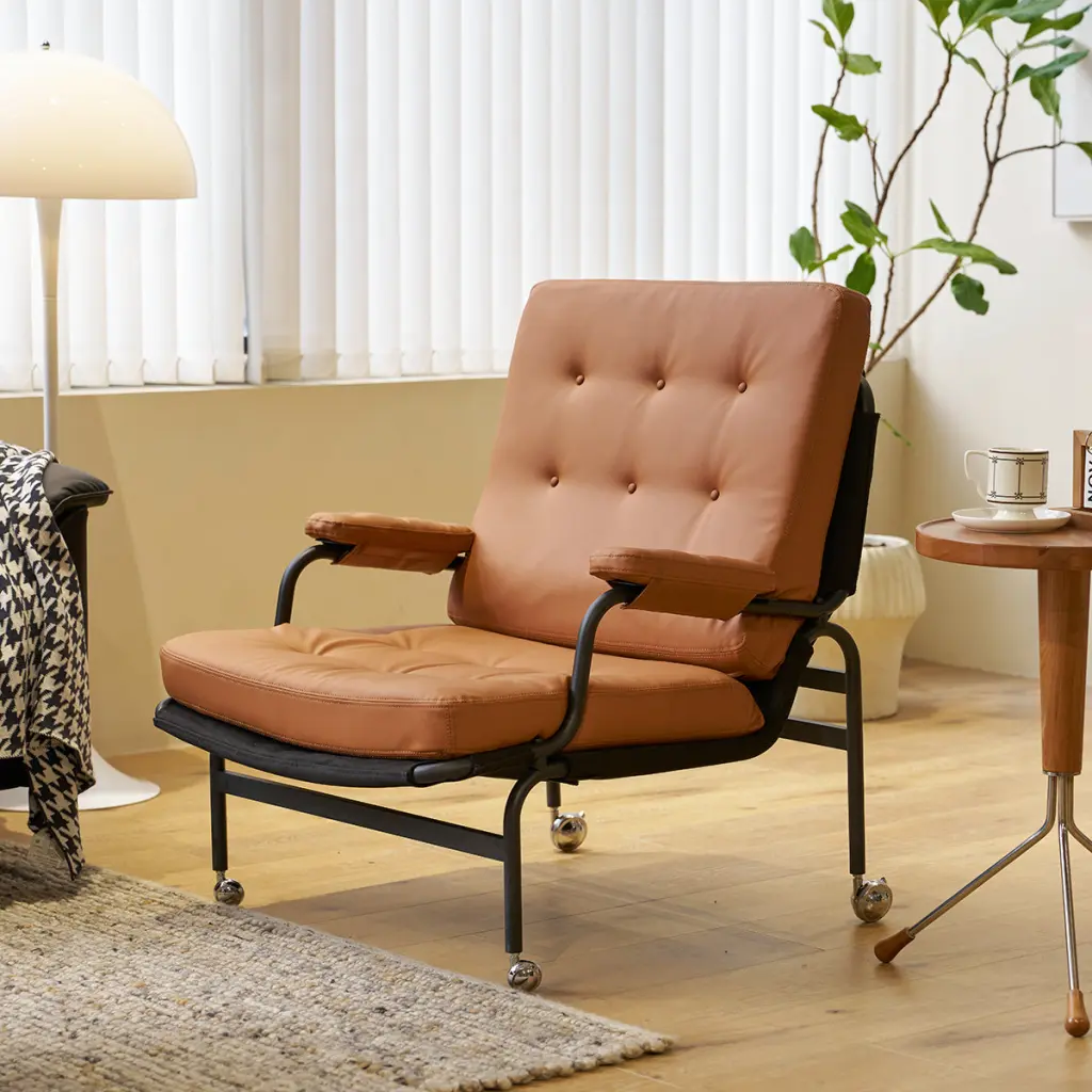 Bonded Hide Armchair Modern Accent Chair High Back Living Room Chair w2105
