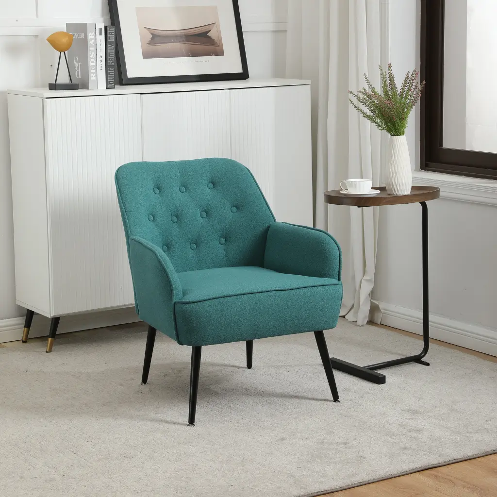Modern Mid Century Chair Linen Sherpa Armchair Living Room xr-1361