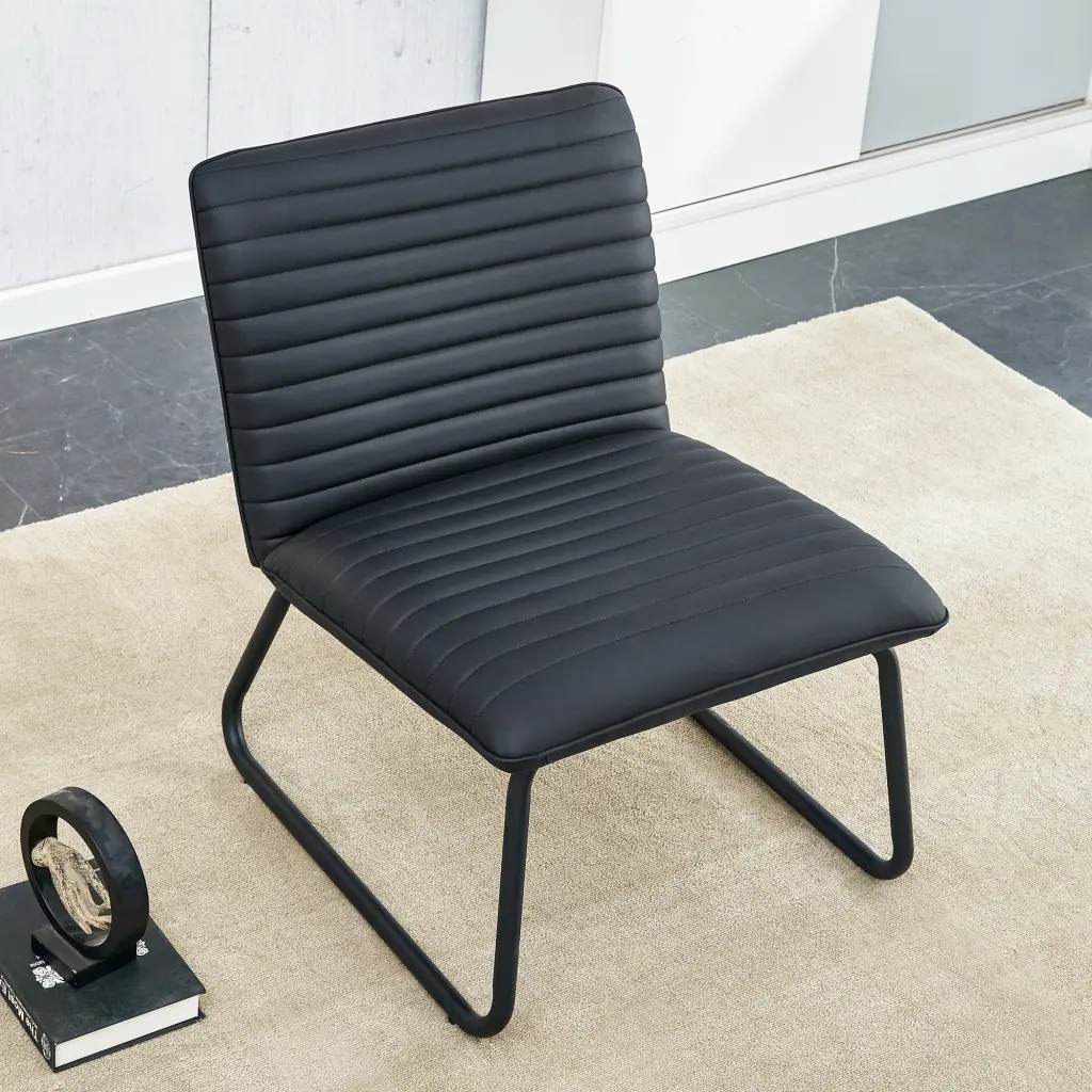 Black Minimalist Armless Sofa Chair PU Backrest Modern Living Room furniture