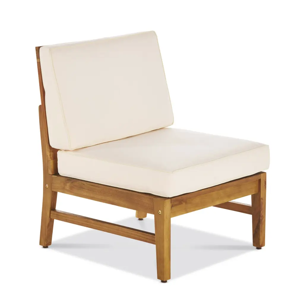 Perla Armless Chair Cream Finish Acacia Timber Construction gardenpara can