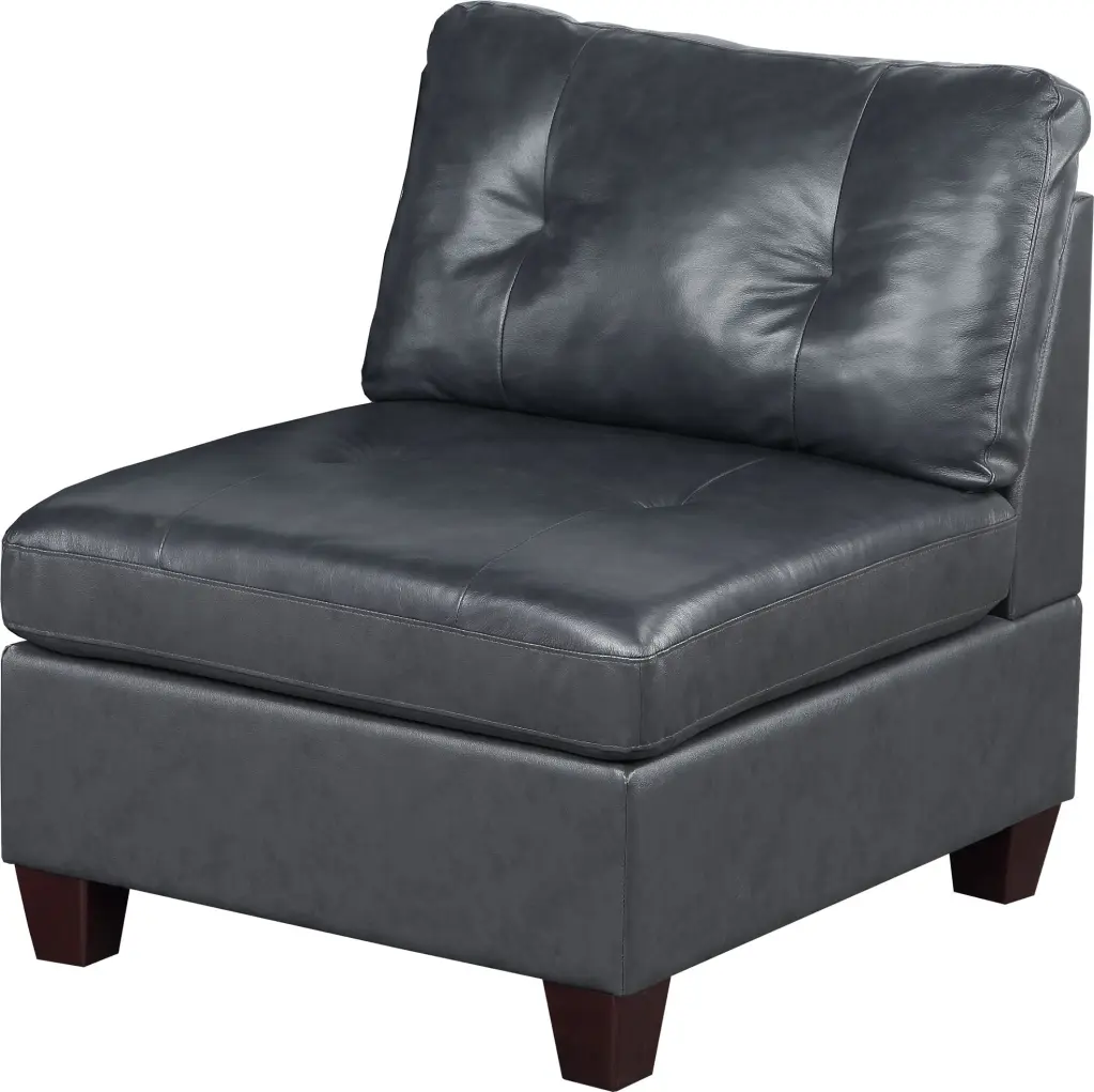 Contemporary Authentic Hide 1Pc Armless Chair Black Hue Tufted Seat Modern Living Room Chair kanepe