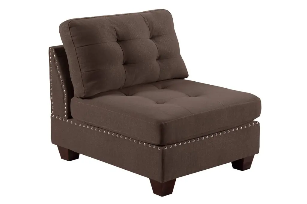 Living Room Tufted Armless Chair Black Coffee Linen Like Fabric kanepe