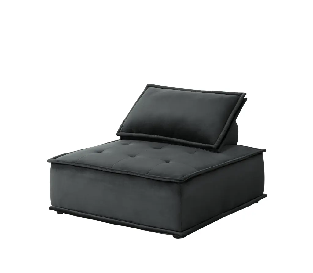 Anna 40 Inch Black Velvet Set 2 Armless Lounge Chairs lilola home