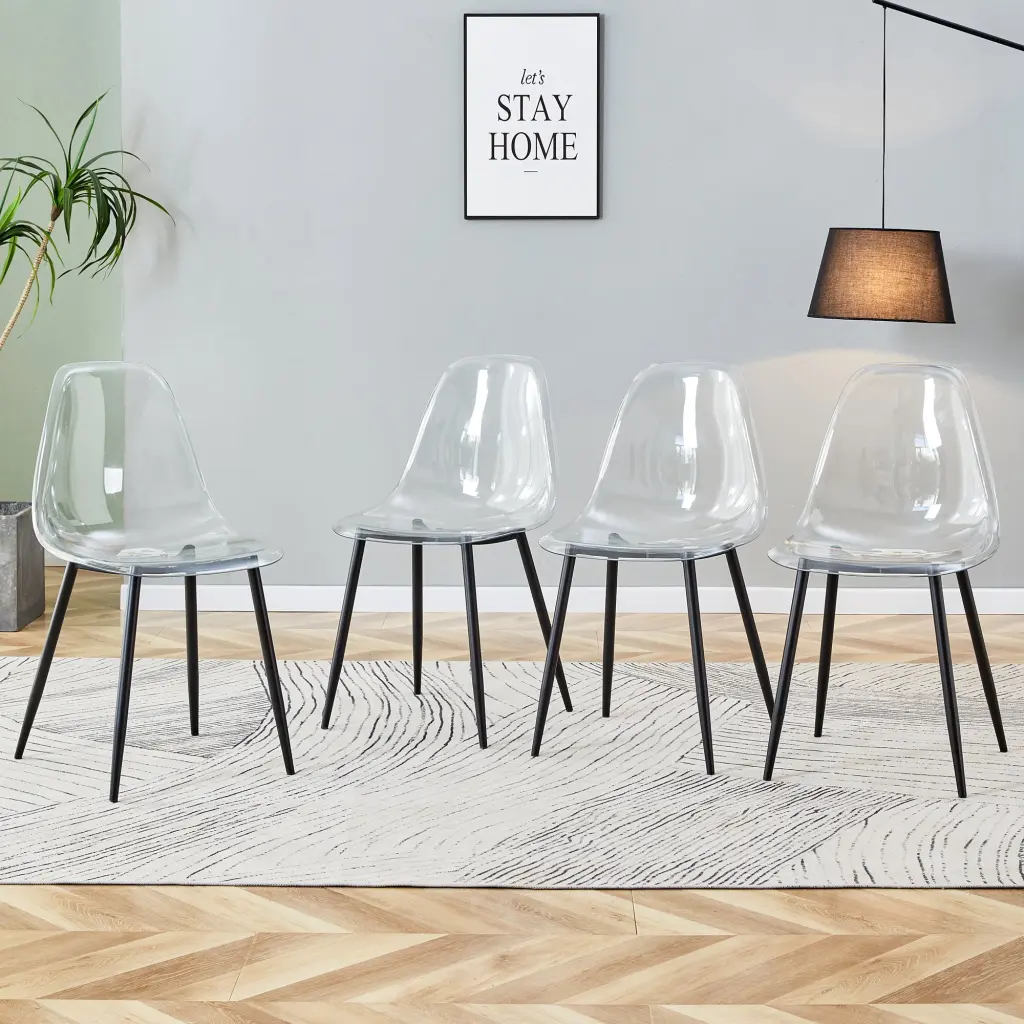Modern Minimalist Transparent Dining Chair Plastic Chair Armless Crystal Clear rnb