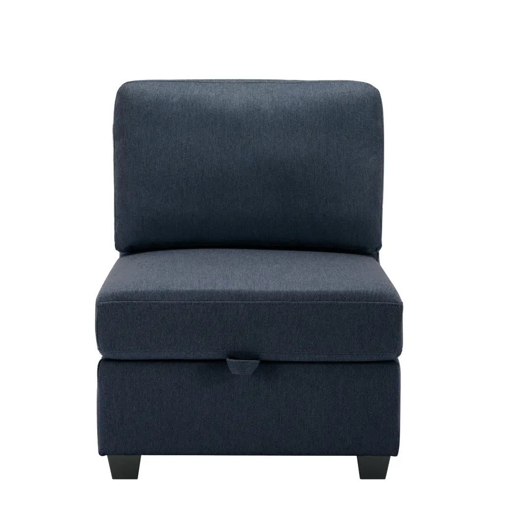 Palmilla Armless Sofa Blue Polyester 1 Seat Living Room Chair ui furniture