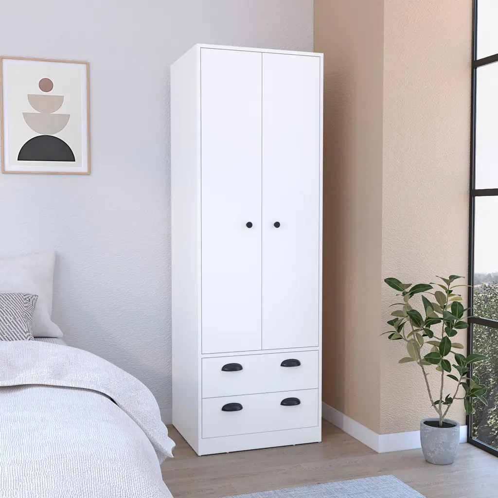 St Monans Armoire Double Door And 2 Drawers White Particle rta muebles colombia