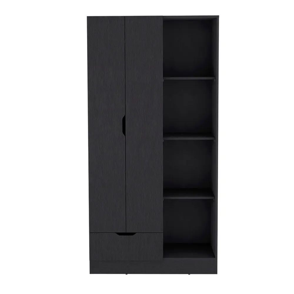 Armoire Dover Bedroom Black Particle Board Engineered Timber Wardrobe Closet treevol furniture
