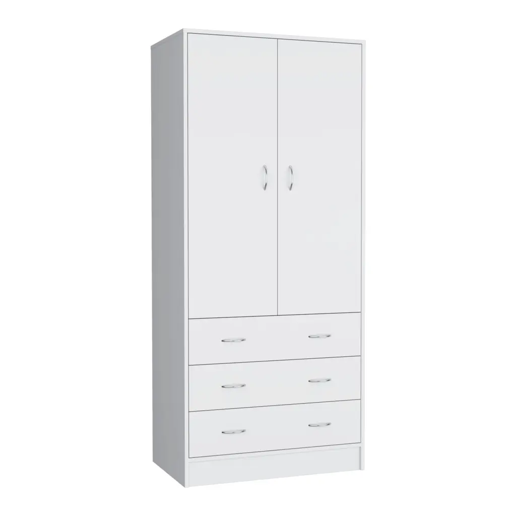 Armoire 71 Inch H 2 Doors 3 Drawers And 1 Hanging Rod White Finish depot e-shop