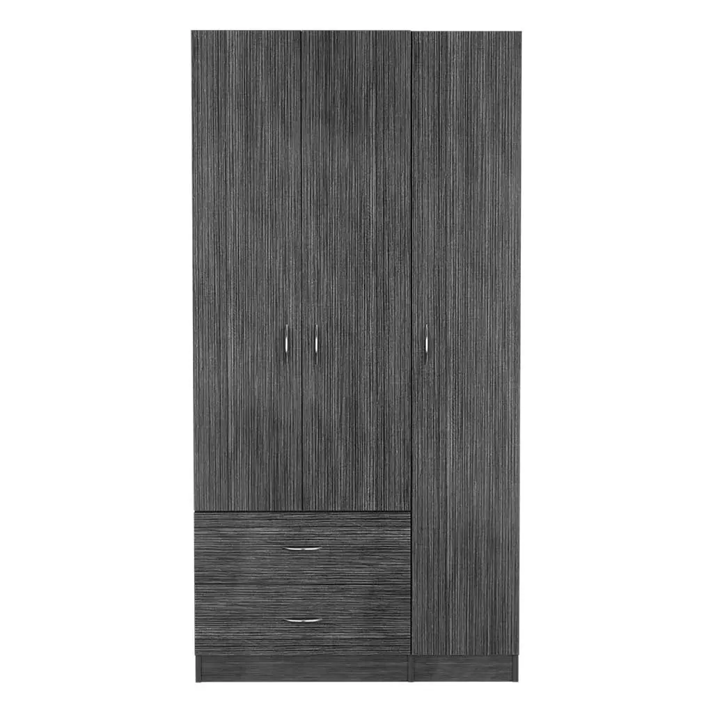 Three Door Armoire Clark Bedroom Smokey Oak White Multicolor Particle treevol furniture