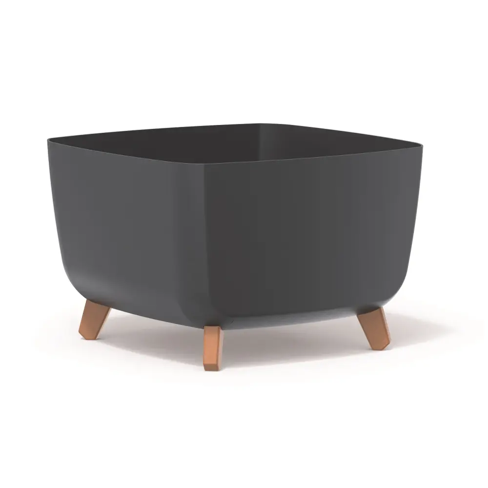 Prosperplast Gracia Low Square Flower Pot Planter Removable Legs Liner Indoor Outdoor Plastic Lightfast 39x39 cm Anthracit...